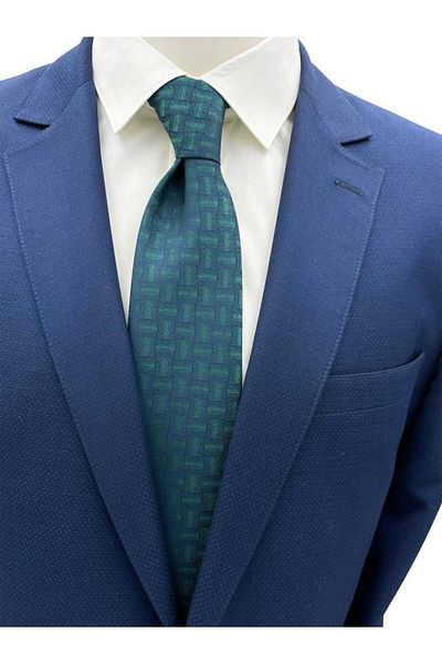 Brianze Green Navy Blue Patterned Tie