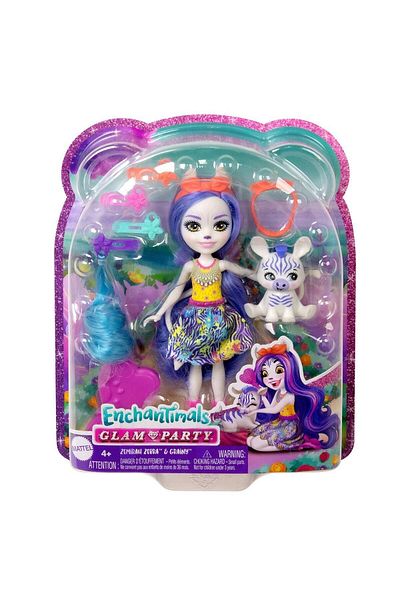 mattel HNV28 Enchantimals Glam Party Zebra Zemirah and Grainy