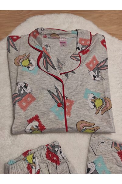 Ness Tasarım Ercan Bugs Bunny Düğmeli Pijama Takımı