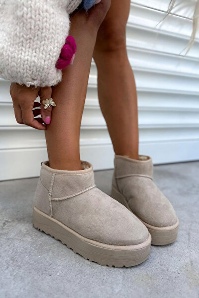 shopcolic 046 CI KALIN TABAN Kadın Bot Içi Tüylü DüzTaban