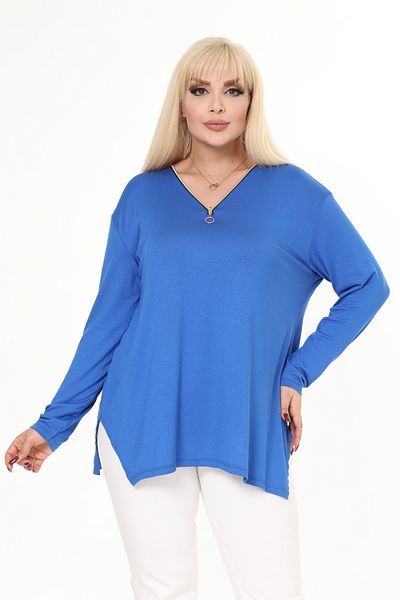 garajmood Μπλε φερμουάρ με λεπτομέρεια Loose Plus Size Μπλούζα