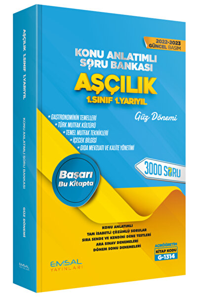 Emsal Yayınları Aöf Anadolu Aöf Aşçılık 1.sınıf 1.yarıyıl 5 Ders 2022-2023 Gü...