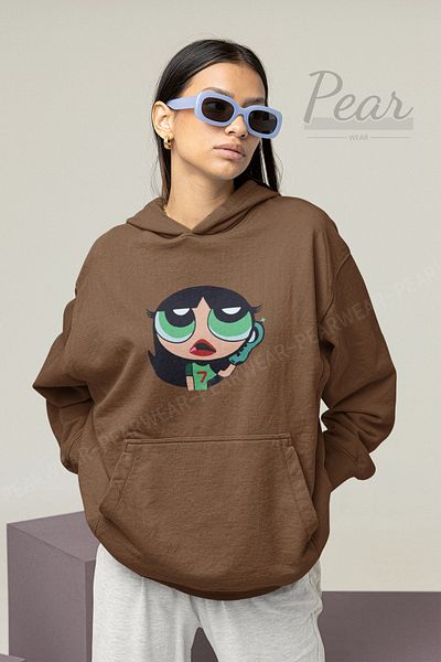 Pear Wear Дамски извънгабаритен суитчър Powerpuff Girls с щампа Buttercup