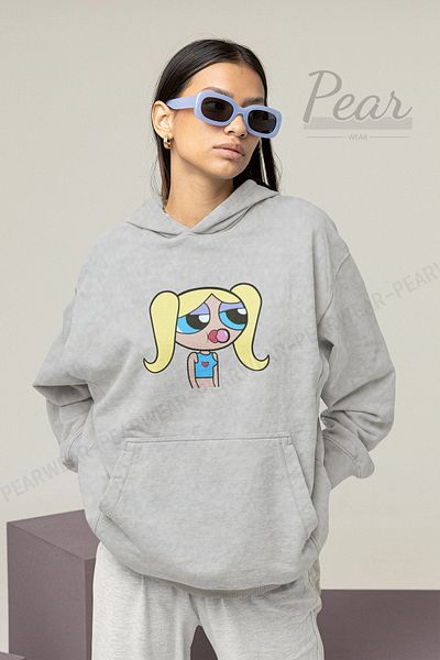 Pear Wear Γυναικείο φούτερ με κουκούλα με κουκούλα Powerpuff με στάμπα 3 νημάτων για κορίτσια