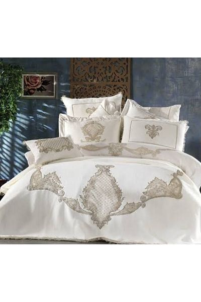 KÜBRAHOME'S Ornella 3 piece blanket set cream-capicuno