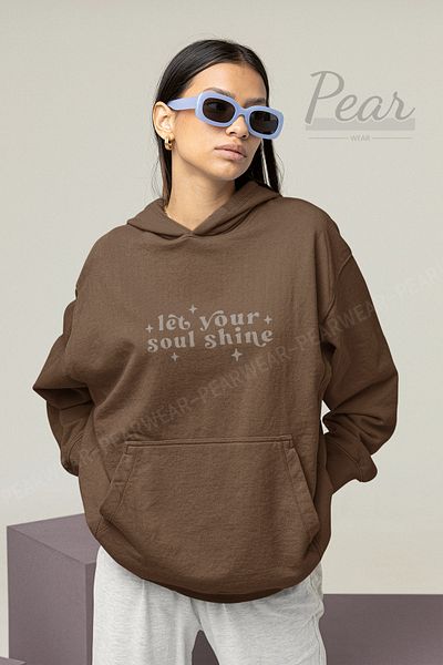 Pear Wear Дамски суитшърт с качулка и качулка с 3 нишки с блясък
