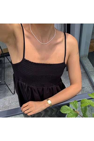 Hazeran accessories Gerçek İnce Arpa Kum İnci Kolye ( 4 mm )