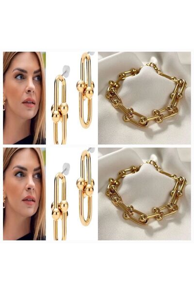 Nikadu 1. KALİTE ÇELİK TİFANY BİLEKLİK VE KÜPE SETİ