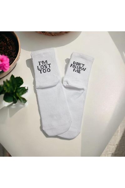 Touz College Patterned Slogan Socks