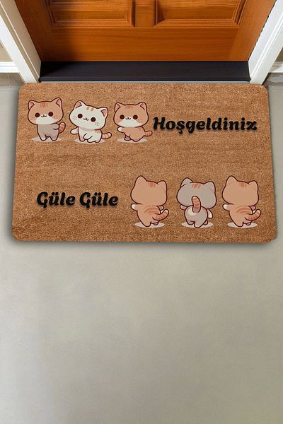 Valerine Life Triple Cute Kittens Welcome and Goodbye Door Mat 45x70cm