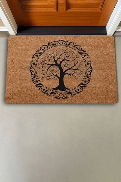 Valerine Life Round Tree Painting Welcome Welcome Door Mat 45x70cm