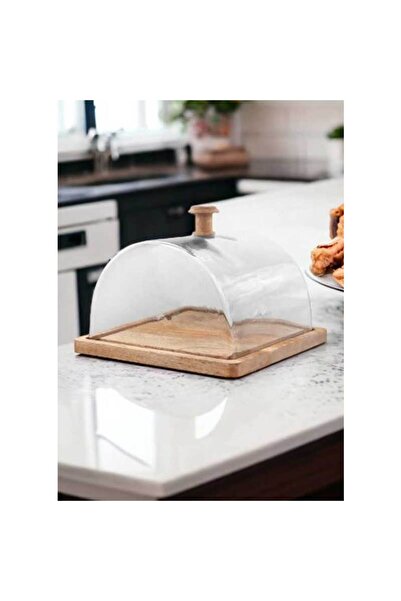 The Mia Madera Dikdörtgen Kek Saklama Fanusu 18x24x24 cm