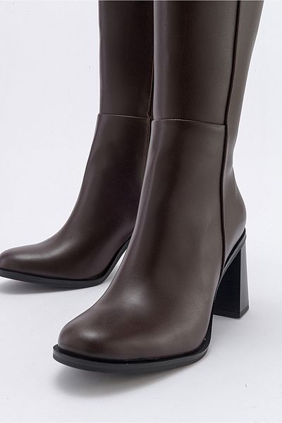 LuviShoes Γυναικείες μπότες με τακούνι MARANTA Brown Skin