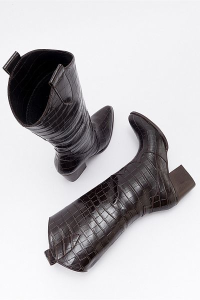LuviShoes BARBARA Braun bedruckte Damenstiefel