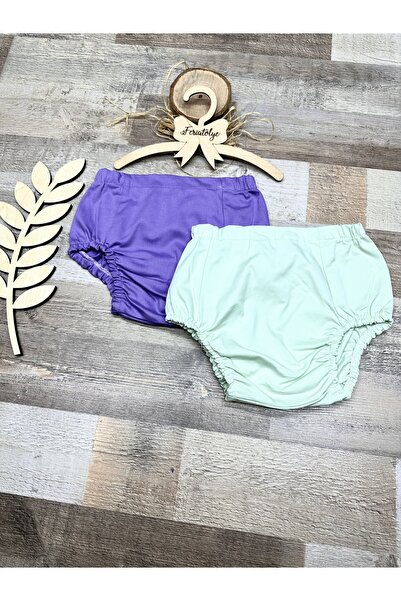 Feriatolye Kız bebek & çocuk 2 li lila ve suyeşili renkli bloomer set