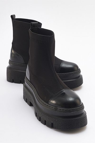 LuviShoes Dámské boty AVES Black Scuba s tlustou podrážkou
