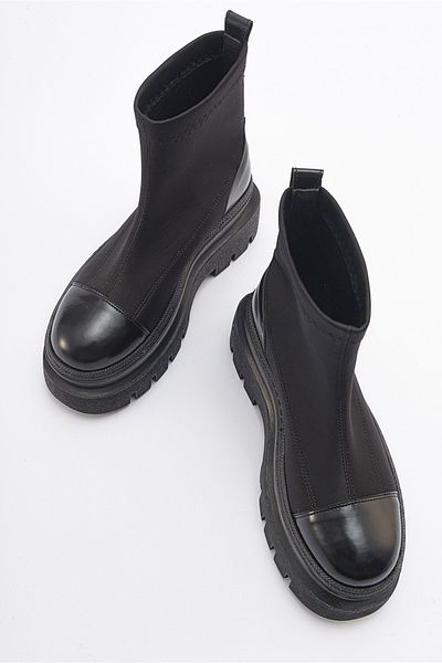 LuviShoes Dámské boty AVES Black Scuba s tlustou podrážkou