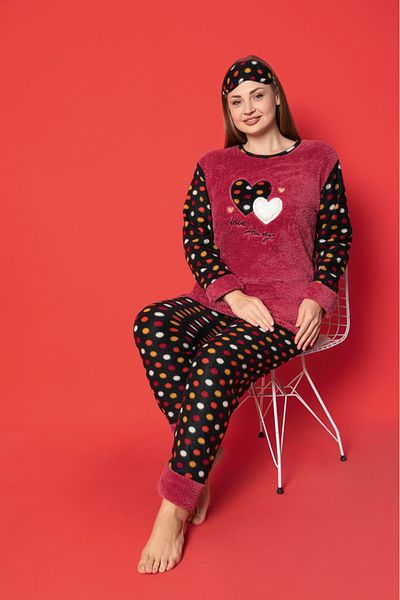 Asel Σετ Πιτζάμες Plus Size Fleece