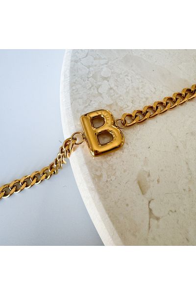 CHARMLUCKY Steel bombed letter B bracelet
