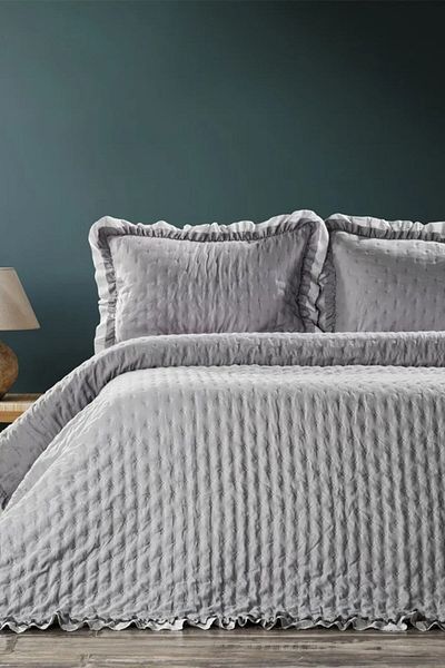 ZEBRA CASA Lima Gray Double Bedspread Set