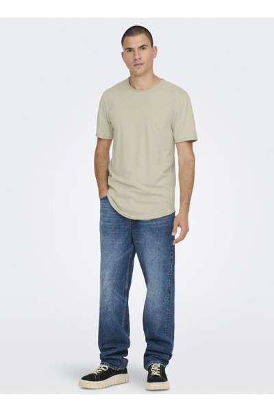 Only & Sons O Yaka Düz Taş Erkek T-Shirt ONSBENNE LONGY SS TEE NF 7822 NOOS