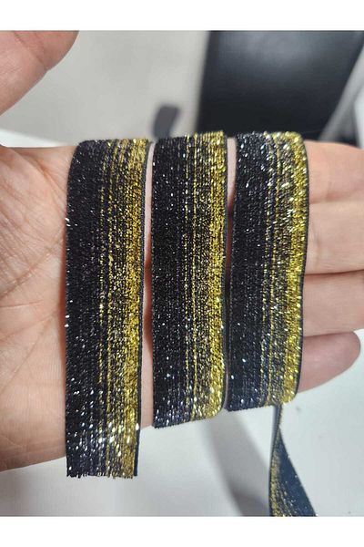 kadifecim 2 CM GOLD/BLACK DOUBLE COLOR GLIDE VELVET 5 METRE GLIDE SERIT