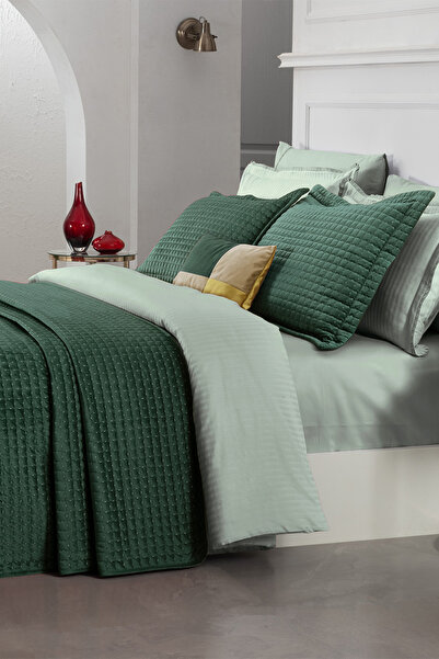 Sarev Dustin Yeşil Çift Kişilik Yatak Örtüsü Seti
