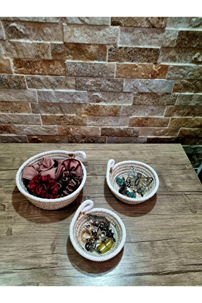 ÖRGÜM Purple Mini Jewelry Buckle Organizer, 3 Basket Set, Fashionable and Convenient Storage Solution