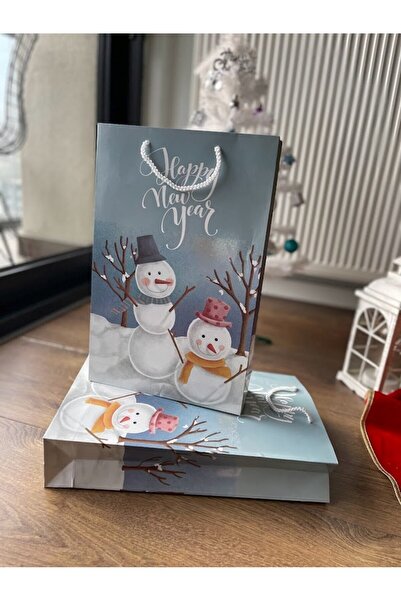 Masalsı Concept Büyük Parlak Karton Noel Baba Çam Ağacı Yılbaşı Desenli Hediy...