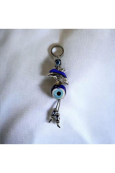 Mixperi Dolphin Fish Evil Eye Beaded Keychain Evil Eye Beaded Keychain in Gift Box