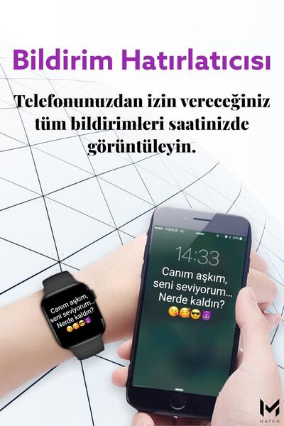 MATEO Akıllı Saat T500 +  Ultra Pods Kablosuz Kulaklık  Şık ve Hafif Tasarım Üstün Ses Kalitesi