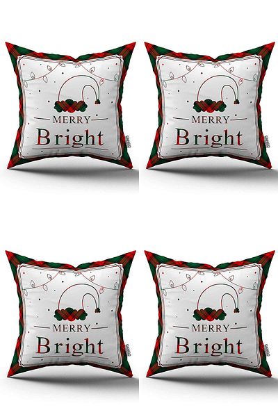 Cango Home Red Green New Year Themed Set of 4 Digital Printed Throw Pillow Cases 4Kmbs-Cgh912