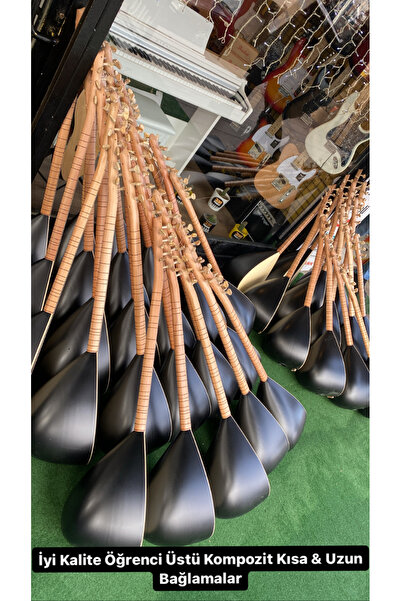 3M Atölye Saz Bağlama Uzun Sap Kompozit Saz Öğrenci Sazı Siyah Saz