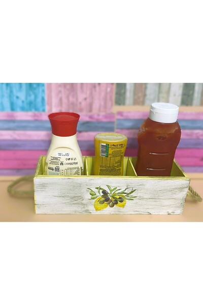Lion Ahşap Yağ Sirke Ketçap Mayonez Vb Kutusu