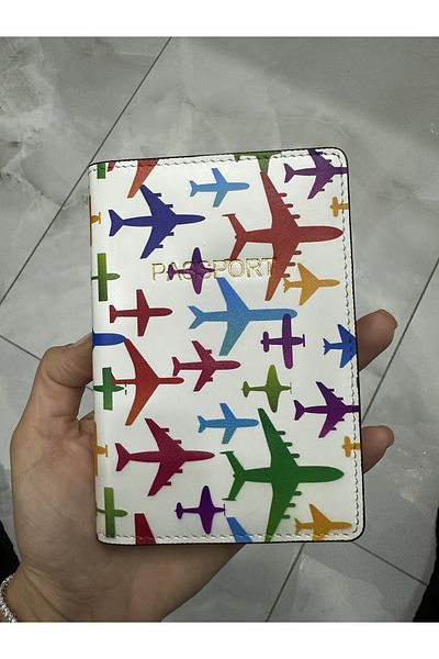 Seyahataksesuar Airplane Printed Passport Cover