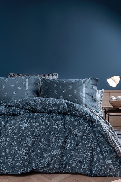 Yataş Set cuvertură de pilota Aveline Indigo Double Ranforce