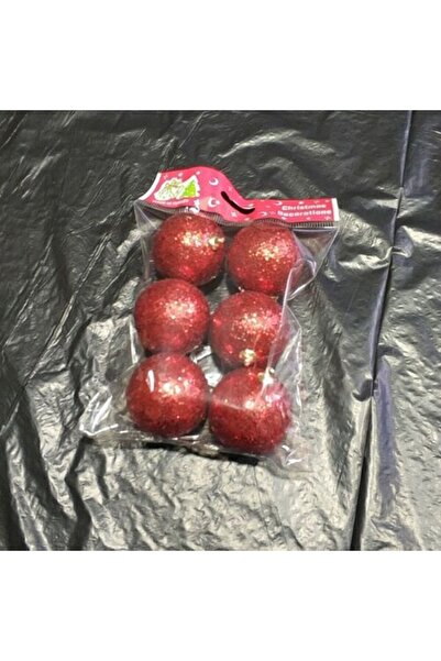 TATLI GÜNLER YILBAŞI SÜSÜ YILBAŞI AĞACI SÜSÜ SİMLİ 3 CM 6'LI STRAFOR CİCİ TOP KIRMIZI