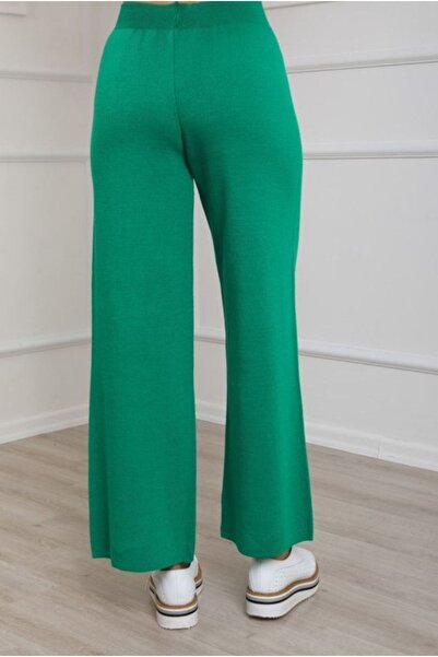 Nacar Kadın Kalın Kışlık Rahat Kalıp Bol Paça Comfort Beli Lastikli Triko Pantolon