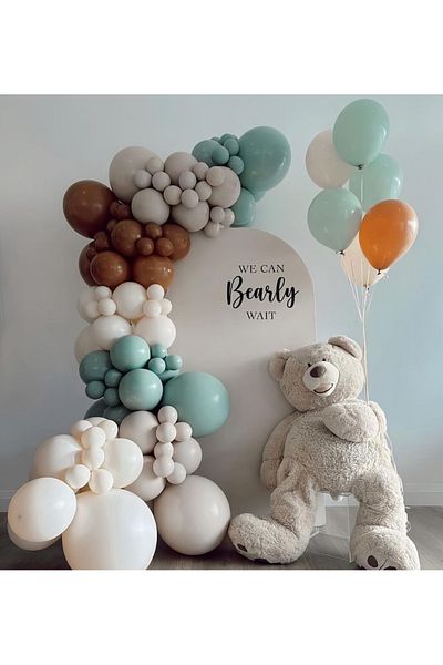 Çemrek Süs Parti Winter Green Sea sand Balloon Chain Set 60pcs balloons