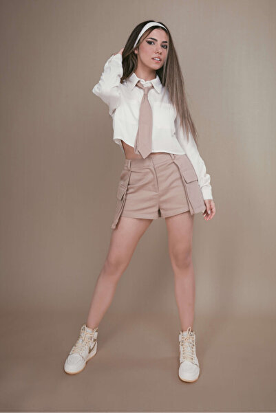 BERFUĞ KIRAN VİZON KARGO CEPLİ RABAT ŞORT ETEK