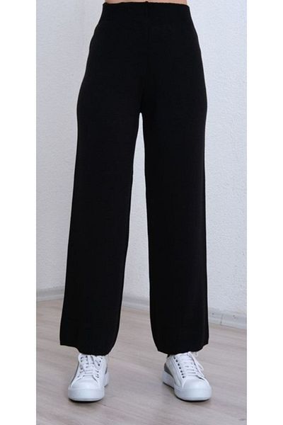 Nacar Women's Thick Winter Comfortable Fit Wide Leg Comfort Elastic Waist Knitwear Trousers