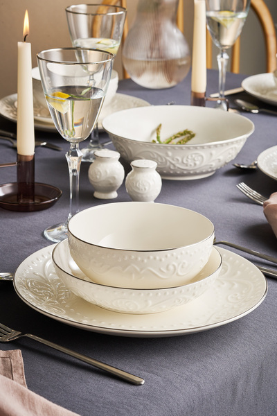 İSTANBUL PORSELEN Mahra 29 Parça Yemek Takımı Platin