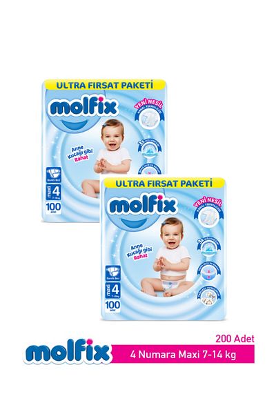 Molfix Baby Diapers Ultra Opportunity Pack Maxi Size 4 100 Pieces x 2 Packs