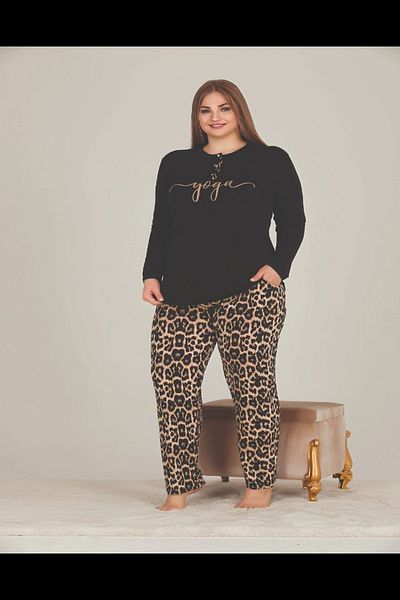 xlargebutik BÜYÜKBEDEN CLOTHING LEOPARD PAJAMA SET