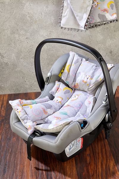 Miningaa Handmade Orthopedic Baby Stroller Cushion with Waist Support, Sheet Set of 2