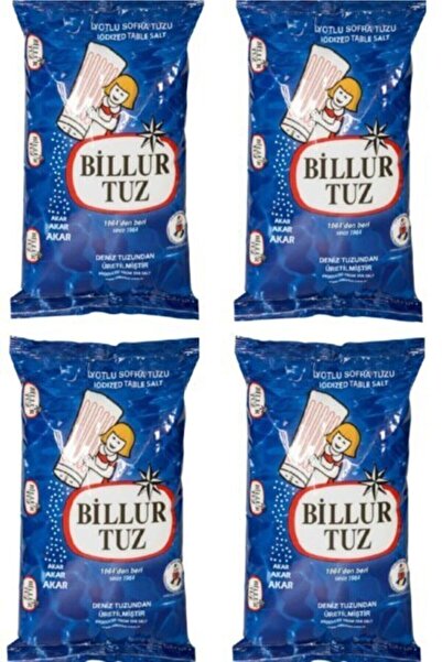 Billur Tuz Rafine İyotlu Sofra Tuzu 750 G X 4 Adet
