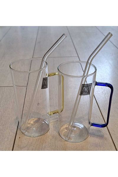 ÖZDEMİR OZD 2-Piece Colored TERMINAL 380ML MUG (with glass straw gift)