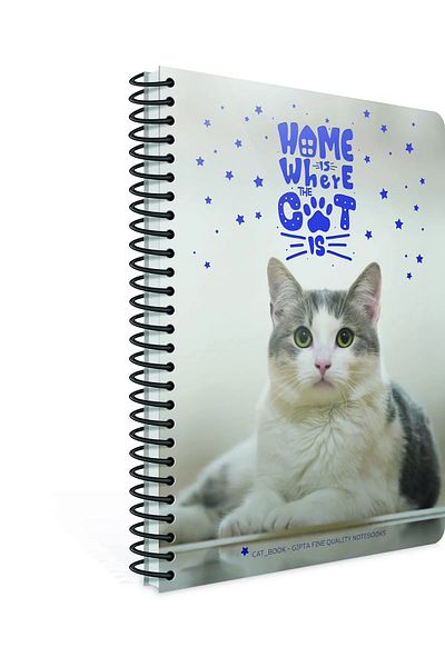 Gıpta دفتر ملاحظات بغطاء بلاستيكي حلزوني من Cat-book مقاس A4 100 ورقة مربعة