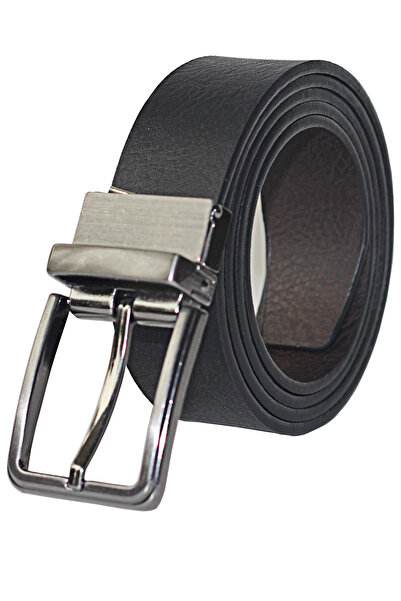 Arkem Siyah Kahve Çift Yönlü Kemer 3,5 Cm, Erkek Kemer, Arka Yüz Kahverengi, ...