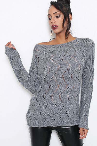 AVORWE Pulover de damă tricotat jacquard cu model de frunze